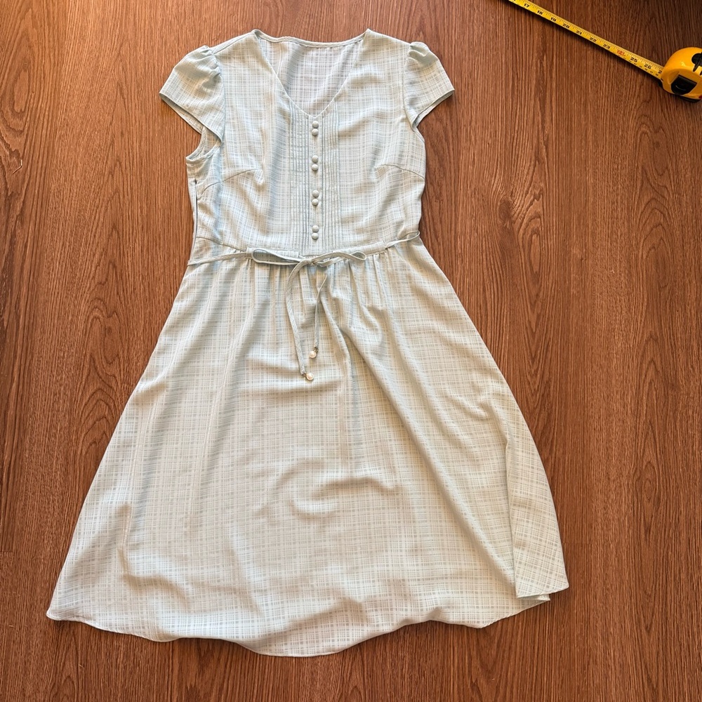 Light Blue Button-Front Tea-length Dress size small